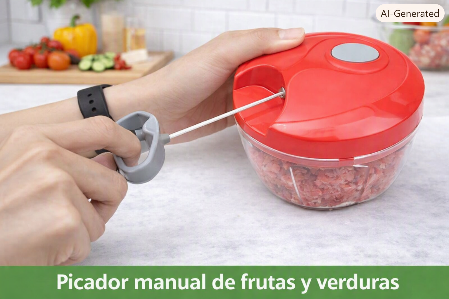 Picadora Manual Con Cuerda para Verduras, frutas y mas ⚡