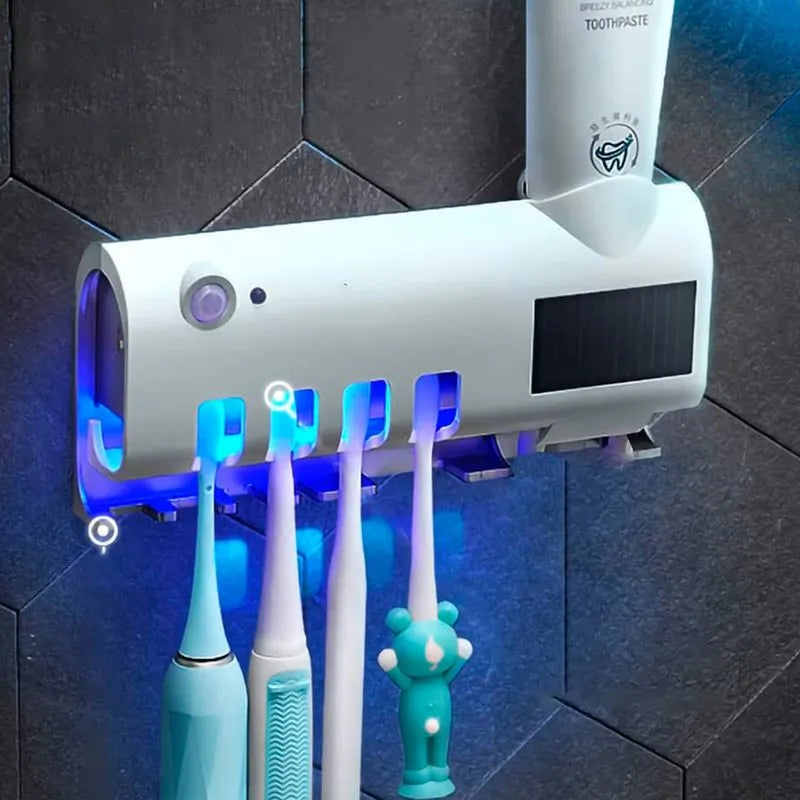 Dispensador De Crema Dental con Porta Cepillos e higienizador UV