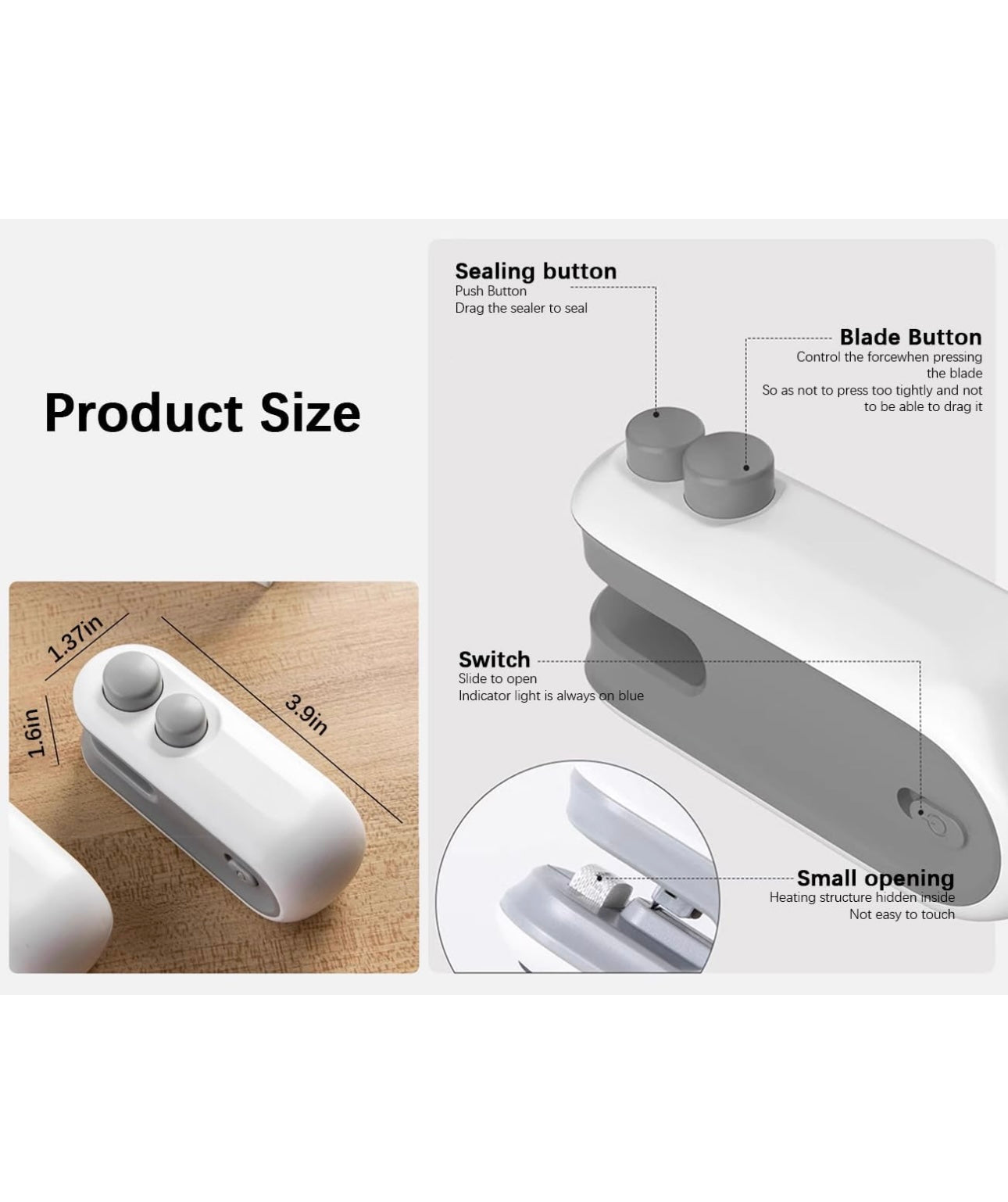 MINI SELLADOR Y CORTADOR PORTATIL USB-C