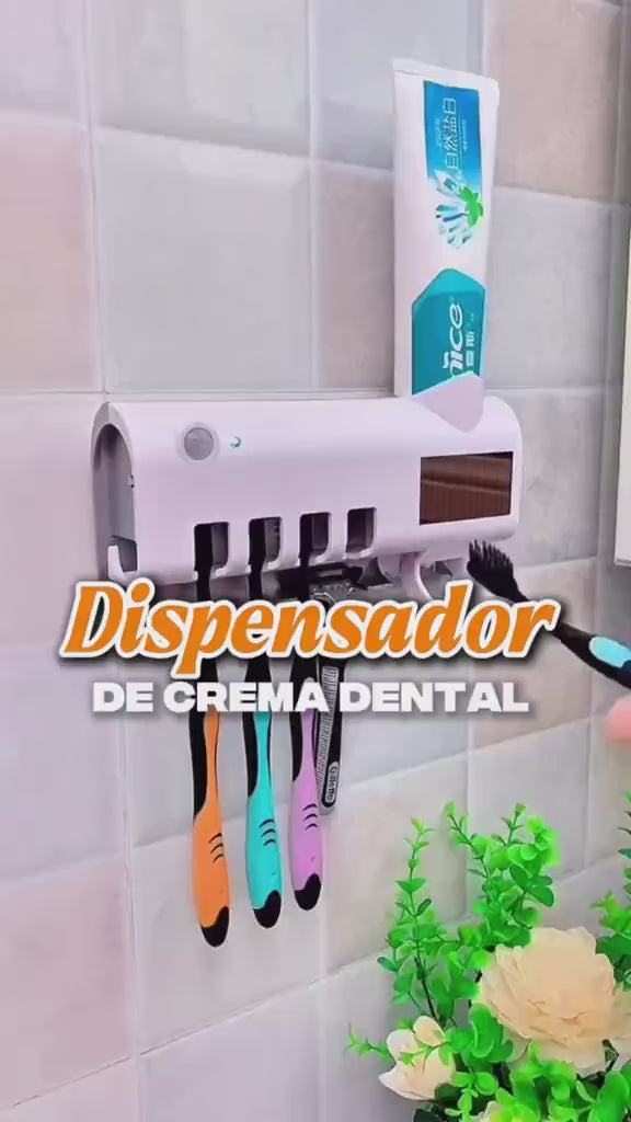 Dispensador De Crema Dental con Porta Cepillos e higienizador UV
